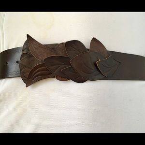 Brown Leather leaf Belt Anthropologie, M
